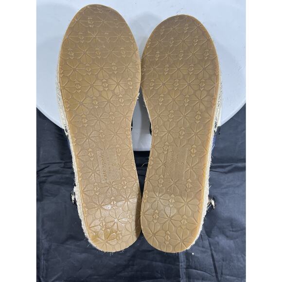 Kate Spade Bonnie Espadrilles Flats Ankle Strap Black White Check Women Size 9 - Picture 14 of 15